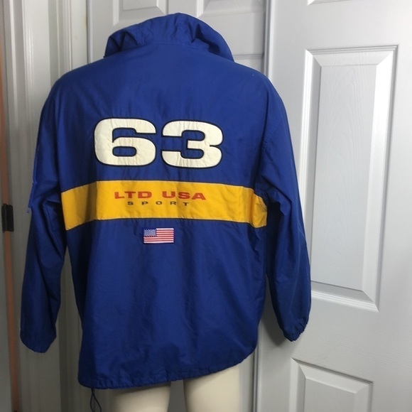 Limited America USA Sport Yellow Blue Pullover Hood M - Picture 6 of 7
